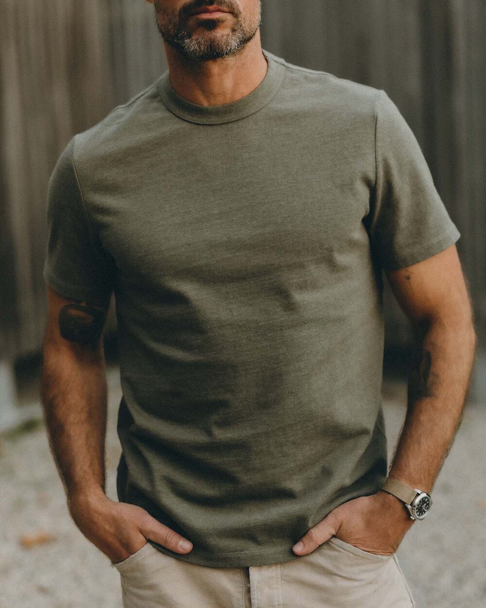 NWT Taylor Stitch The Organic Cotton Shop Tee in Army Twist sz 38/Small Preppy
